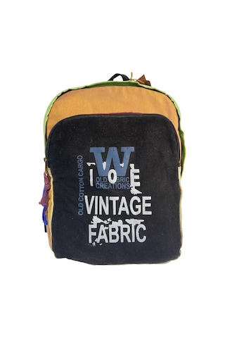 Old Cotton Cargo Kaliteli Tek Bölmeli Vintage Salaş Disayn Günlük Sırt Gezi Okul Kamp Çantası 32 Cm X 38 Cm Siyah