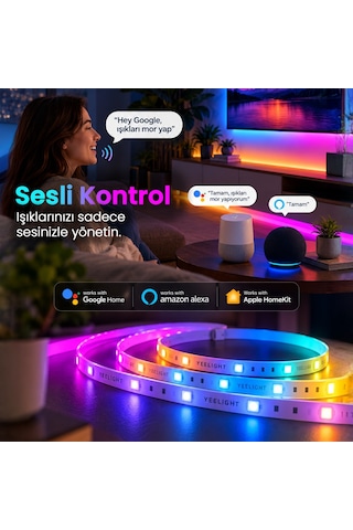 Xiaomi Yeelight Led Rgb Wifi Işık Şeridi 1s 2 Metre