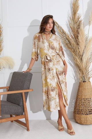 Sevim Kadın Kısa Kol Uzun Bej Kimono C9t5n651 001