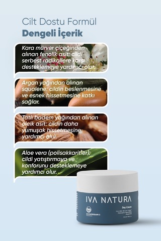 Iva Natura Nemlendirici Etkili Gündüz Kremi Organik Sertifikalı 50 ML