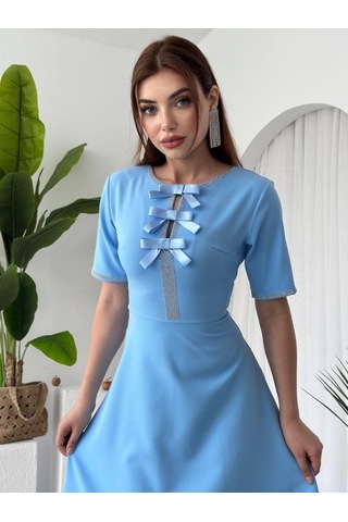 Etiler Collection Wera Taşlı Fiyonk Detaylı Elbise S