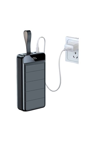 Taşınabilir Powerbank 50.000 Mah 4 Girişli Hızlı Şarj Led Göstergeli Fenerli Şarj Sarı