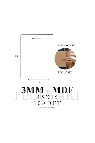 Ayrex 3 Mm 15x15 Mdf Plaka 10 Adet - Hobi, Maket, Ahşap El Sanatları İçin Uygun 10 Lu Paket