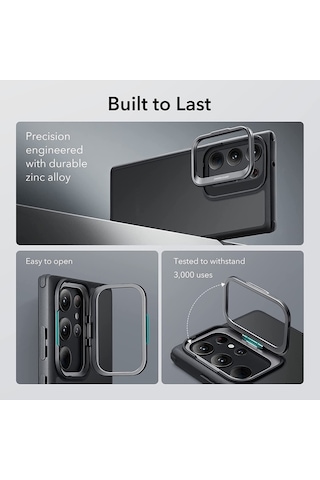 Esr Samsung Uyumlu S23 Ultra Kılıf Kickstand Silikon - Buzlu Siyah Buzlu Siyah