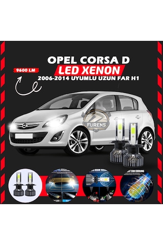 Opel Corsa D 2006-2014 Uzun Far Uyumlu Şimşek Etkilii Led Xenon Pro Series H1