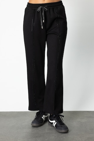 On Kadın Beli Lastikli Taşlı Eşofman Altı 66547 Siyah Siyah