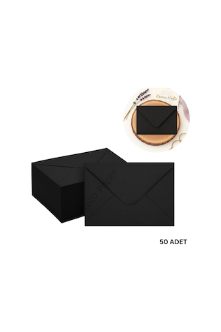 Siyah Davetiye Zarfı, Dayanıklı Mat Tebrik Kart Ve Mektup Zarfı Seti, 50 Adet, 13x18 Cm - 140 Gr