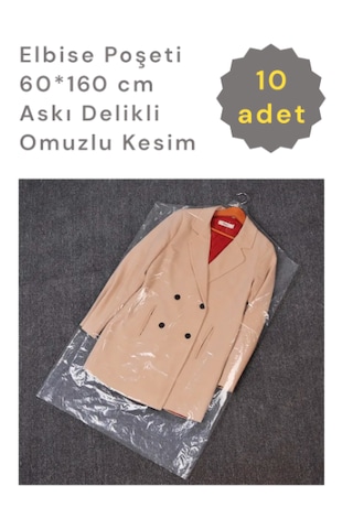Colorpak Abiye Gelinlik Pardesü Askı Delikli Omuzlu Poşeti 10'lu 60 x 160 CM