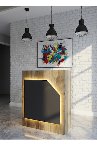 Resital Ledli Karşılama Bankosu G-90 Cm Ofis Kasa Resepsiyon Masası Banko-002-2-4