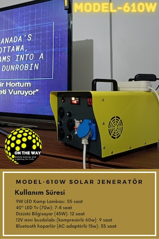 610w Taşınabilir Güç İstasyonu Lifepo4 Bataryalı Solar Jeneratör