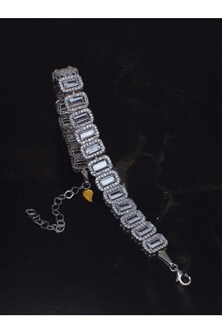 Brezza Lusso Jewelry Baget Pırlanta Işıltılı Su Yolu İthal Kadın Gümüş Bileklik