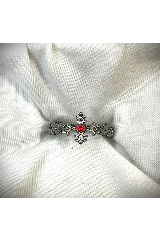 Dükkan Design Taşlı Etnik Ayarlanabilir Haç Yüzük Antrasit