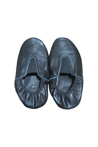 DERİ PİSİPİSİ SİYAH RENK DERİ TABANI KAYDIRMAZ BALE AYAKKABISI Siyah