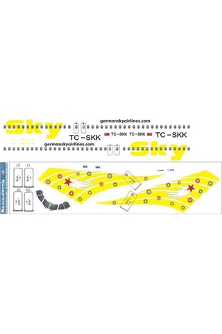 Nazca Decals Sky006 1/144 Ölçek, Sky A320 Yellow