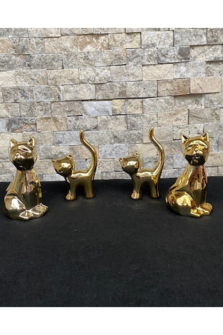 4'lü Kedi Köpek Hediyelik Dekoratif Obje