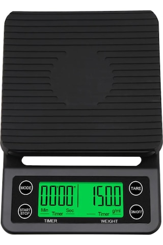 3 Kg Zaman Ayarlı Hassas Kahve Terazisi Tartı 0.1gr Hassasiyet