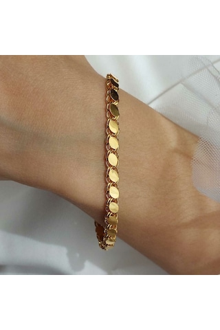 Altınbeyı 14 Ayar Altın Pullu Halep Bileklik 5mm 19cm 5.20 Gram Çok Renkli