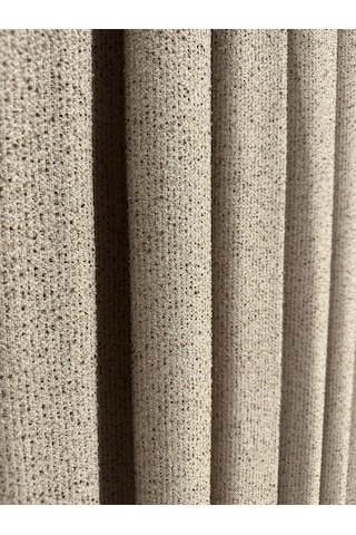 Bohem Kumaş Bej/sütlü Kahve Fon Perde 1/3 Sık Pile Bej/sütlü Kahve
