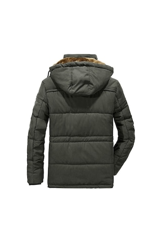 Yihemaoyi Yihemaoyi Kapüşonlu Kışlık Kalın Uzun Kaban 001 Haki