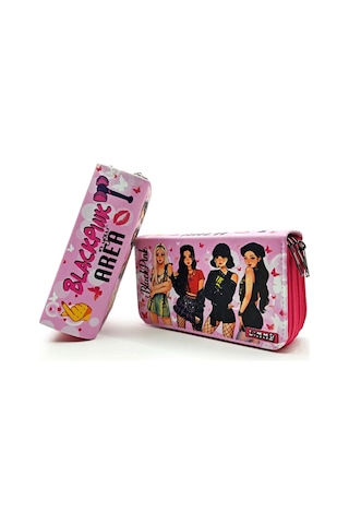 Kalem Kutusu Black Pink Organizer Kalemkutu Vegan Deri Üç Bölmeli Kalemlik-Pembe
