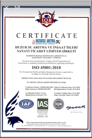 huzursu SU ARITMA  CİHAZI FİLTRESİ SETİ 5 Lİ +8" MİNERAL +4 İN1 Infrared Filtre  (nsf Onaylı)