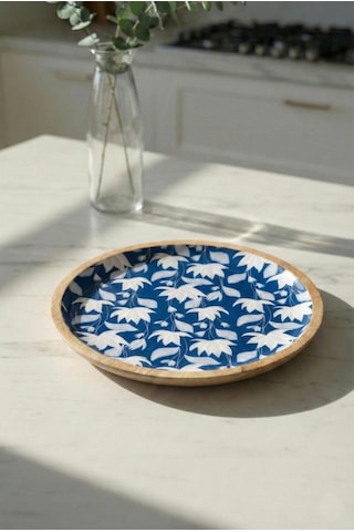 Mango Agacı Servis Tabağı & Sunum Tabağı 25 Cm Desenli Kahverengi