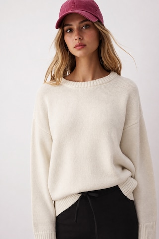 Maison Velora Kadın Bej Bisiklet Yaka Oversize Basic Triko Kazak Taş 923600247 Taş