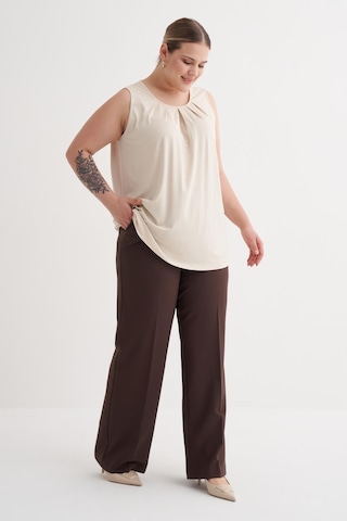 Pile Detaylı Örme Bluz-6237 Krem