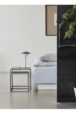 Fera 2 Li Sehpa Seti 40x40 Cm Mat Gri Çelik Modern Iç Mekan Kare Tasarım