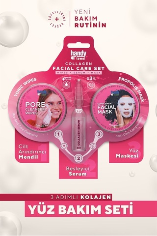 Handytowel 3 Adımlı Kolajen Yüz Bakım Seti