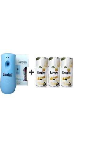 Garden Oda Kokusu Hava Temizleyici Otomatik Makine+ Beyaz Gül Kır Bahçesi Oda Spreyi 260 Ml X 3 Adet Beyaz Gül