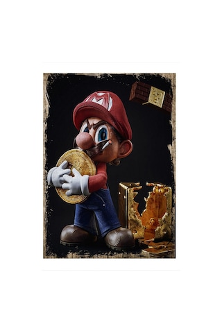 Bedeko Super Mario Ve Bitcoin Desenli Mdf Tablo 50 Cm X 70 Cm