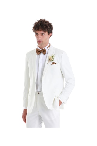 Hatemoğlu Beyaz Slim Fit Düz Çıkma Şal Yaka Smokin Damatlık 33122124c002 001 Beyaz