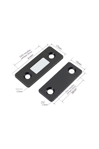 10 Ultra İnce Güçlü Manyetik Dolap Kapısı Mıknatısı Siyah