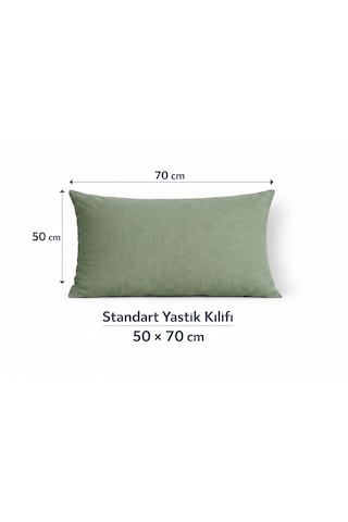 Faralya Life %100 Pamuk 2'li Yastık Kılıfı 50x70 Cm Yumuşak Dokulu Terletmeyen Dayanıklı Ev Otel Tipi Nefes Alabilen Kapaklı Yastık Kılıfı Açık Yeşil