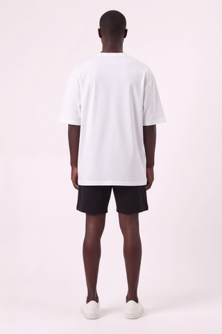 Lixa Chicago Beyaz Oversize Erkek T-shirt 142706 SİYAH