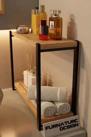 Banyo Düzenleyici 2 Raflı Metal Masa Üstü Organizer Atlantik Çam