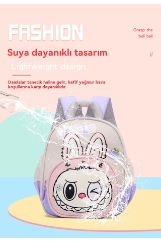 Labubu Çocuk Okul Çantası 3-6 Yaş Okul Öncesi Sırt Çantası Mor
