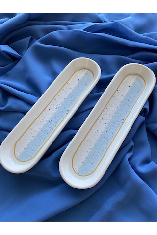 Gelincik Model 2 Adet Zeytinlik Sunum Tabağı Mavi