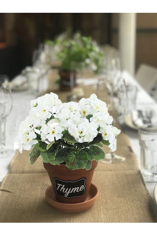 Yapay Çiçek Sardunya Demeti 40 25cm 1.kalite Beyaz Balkon Çiçeği