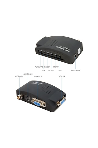 BNC - VGA Video Dönüştürücü Bileşik S-Video Girişi - PC VGA Çıkış