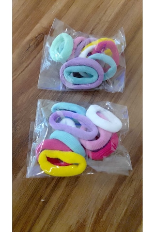 Şehrazat Handmade Renkli Midi Orta Boy Havlu Lastik Toka Seti Çok Renkli