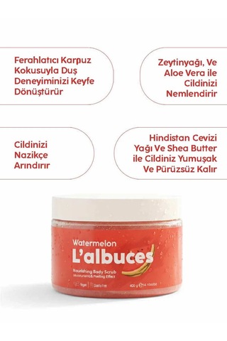 Watermelon Body Scrub 400gr Vegan, Temiz İçerikli, Karpuz Kokulu Pürüzsüz Cilt Bakımı