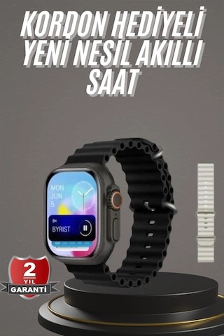 Mey İthalat 2025 Model Akıllı Saat Çift Kordon Ios Ve Android Arama Cevaplama Sesli Asistan