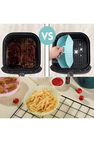 Renkli Isıya Dayanıklı Yıkanılabilir Silikon Fırın Ve Airfryer Yuvarlak Model Pişirme Matı Vizon