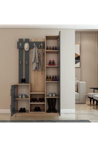 Afillibebek Nova Kapaklı Aynalı Portmanto Vestiyer Tamamı Mdflam