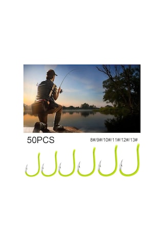 Valkyrie 300 Adet Floresan Sarısı 8-13 Boy Paslanmaz Karbon Çelik Balık Olta Kanca Zoka Seti - Güçlendirilmiş Tasarım - Norveç İğnesi