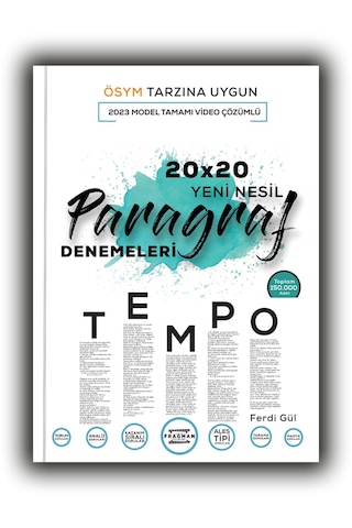2024 Tyt Tempo Yeni Nesil Ösym Tipi 20x20 Paragraf Denemeleri Tamamı Çözümlü