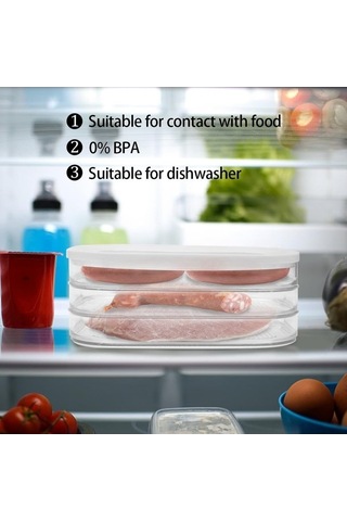 Didadodo 2000 Ml Şeffaf Sucuk Saklama Kabı, Kapaklı Ve Hava Geçirmez Matematiksel Kapak Şeffaf