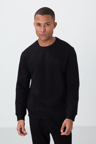 Tommy Life Siyah Pamuklu Kalın İçi Tüylü Yumuşak Dokulu Comfort Fit Nakışlı Erkek Eşofman Takım -85265 Siyah